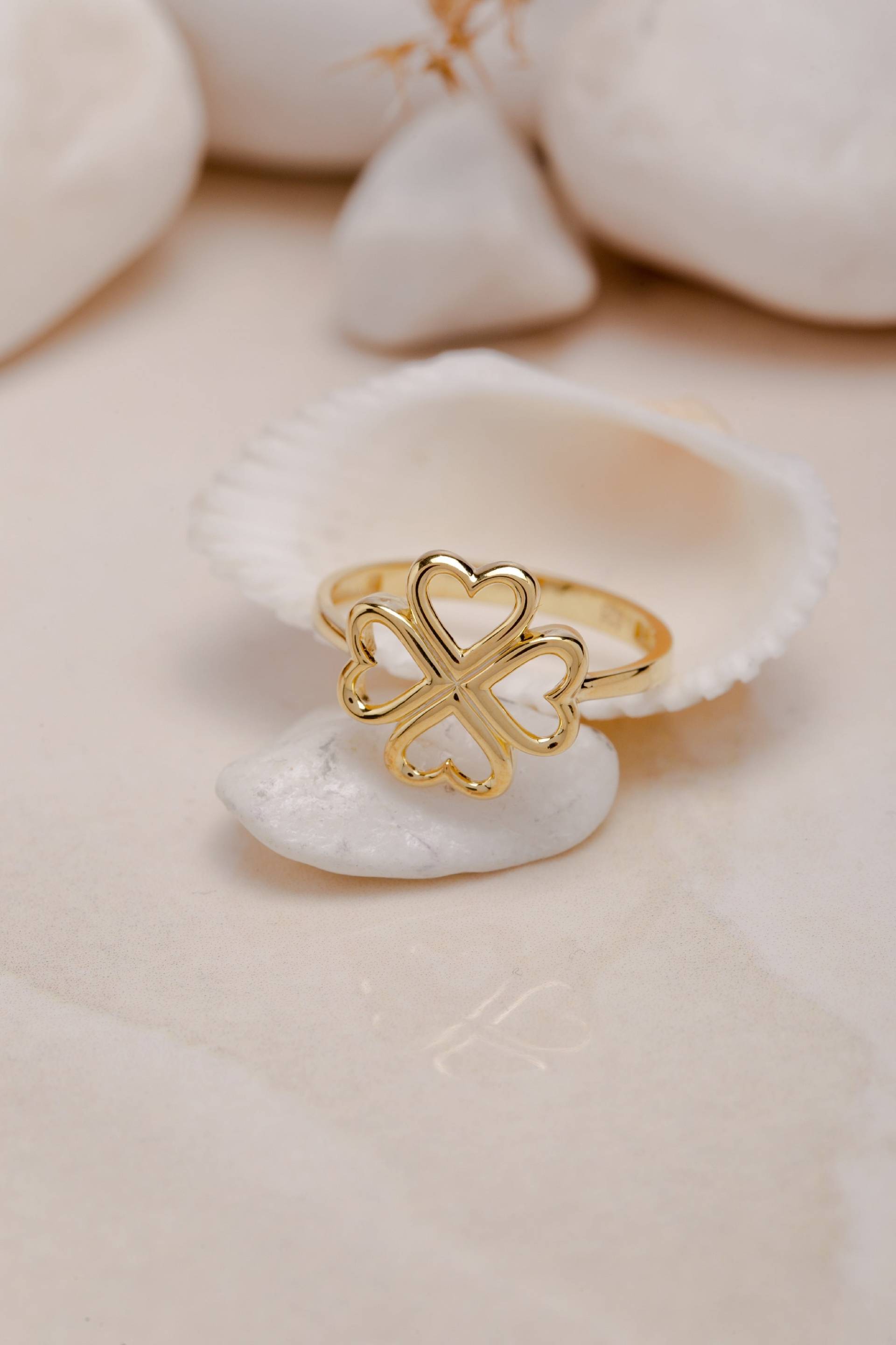 Vierblättriges Kleeblatt Ring, Handgemachter Schmuck Für Glück, Handwerklich Gefertigte Glücksbringer Geschenk Zum Muttertag von BexJewelryUSA