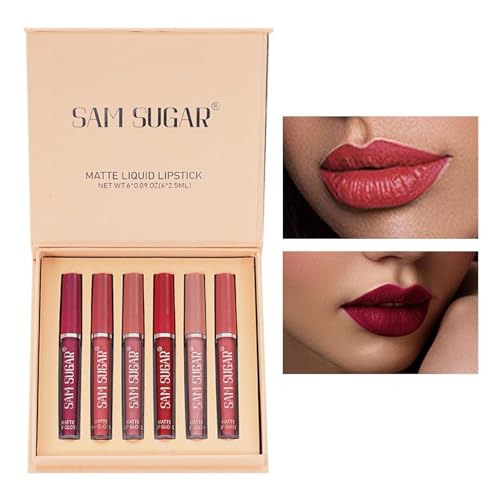 Antihaft-Lippenstift | 6 Farben Antihaft-Cup-Lippenstift - Wasserfester Lipgloss, langanhaltender Lippenfleck, nicht klebriges Lippenset aus mattem Samt für Frauen und Mädchen Bexdug von Bexdug