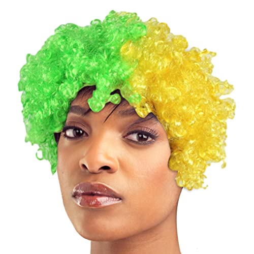 Bexdug Flauschige Bunte Perücke | Mehrfarbige Afro Clown Perücken,Flauschige Afro-Kunststoff-Clown-Perücken für Männer und Frauen, atmosphärische Anzieh-Requisiten für Fußballspiele von Bexdug