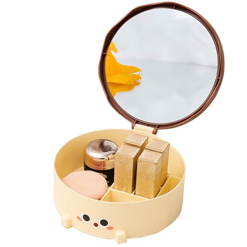 Bexdug Kosmetikbox Mit Spiegel, Kosmetikorganizer In Runder Kuchenform Mit Integriertem Spiegel, Runde Schmuckbox Tragbare Kosmetiktasche Für Ohrringe Pinsel Und Reisezubehör Bexdug Kosmetikbox Mit Spiegel, Kosmetikorganizer In Runder Kuchenform Mit Integriertem Spiegel, Runde Schmuckbox Tragbare Kosmetiktasche Für Ohrringe Pinsel Und Reisezubehör von Bexdug