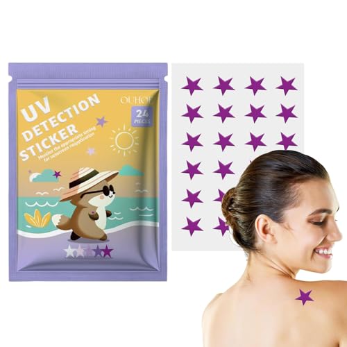 Bexdug Sonnenschutz-Erinnerungsaufkleber, UV-Erkennungsaufkleber für Sonnenschutzmittel - 24 Stück SPF Sensing UV Sun Patch & Sunscreen Dots UV Sticker | 5er-Pack Sonnenschutz-Erinnerungsaufkleber, von Bexdug