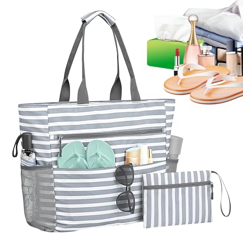 Bexdug Strandtasche | Wasserdichter Großer Strandbeutel | Organizer Sanddicht Faltbare Tasche Mit Platz Für Urlaub Wasserflaschen Sonnenbrille Pool Frauen Ausflug Boot Reisen von Bexdug