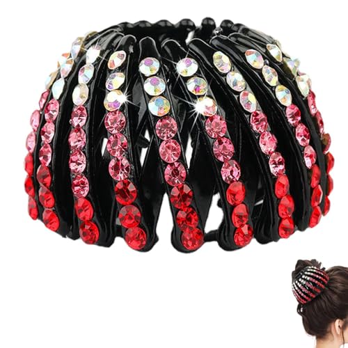 Bexdug Strass-Haar-Pferdeschwanz-Halter | Erweiterbare Vogelnest-förmige Haarspangen | Haarschmuck Strass Brötchen Wrap Vogelnest Haare Clip Haar Schwanz Halter für Frauen Mädchen von Bexdug