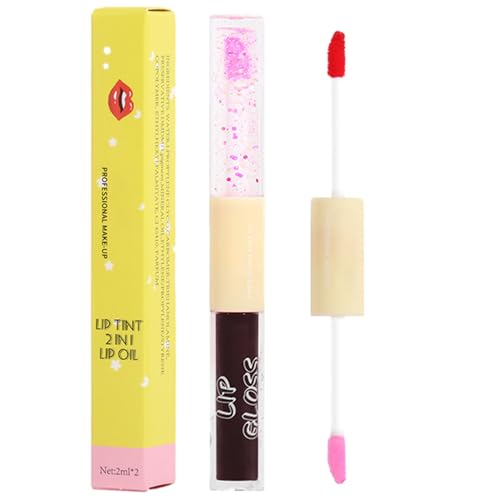 Double-End-Lippenstift - Nicht klebender Lippenfleck | Spiegeleffekt-Lippenstift für Frauen, Glasspiegel-Glow-Lipgloss, nicht klebender Lippenfleck, feuchtigkeitsspendendes Lippenöl für Mädchen Bexdug von Bexdug