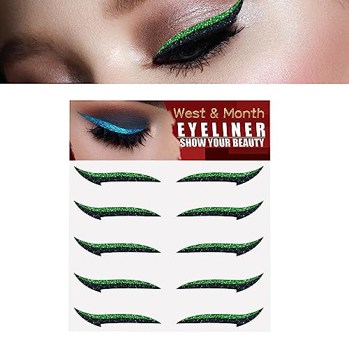 Glitzer-Eyeliner-Aufkleber für die Augen, 5 Paar glitzernde, selbstklebende Eyeliner-Schablonen, Aufkleber-Eyeliner-Werkzeug, Make-up-Eyeliner-Aufkleber, geflügelte Eyeliner-Schablone für Bexdug von Bexdug