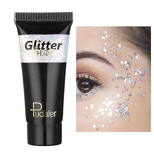 Glitzergel, Schnell trocknender grober Glitzer, langanhaltend, holografisch funkelnd, Haarglitzer für Körper, Gesicht, Haare und Lippen, Rave-Accessoires für Frauen und Mädchen Bexdug von Bexdug