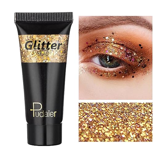 Glitzergel für das Gesicht - Funkelnder holografischer, langlebiger, klobiger Glitzer - Gesichts-Glitzer-Make-up für Körper, Gesicht, Haare und Lippen, Rave-Accessoires für Frauen und Mädchen Bexdug von Bexdug