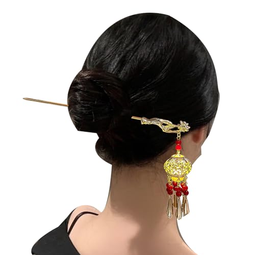 Haarstäbchen für Dutts - Frauen leuchtende Haarnadel,Retro chinesische Haar-Essstäbchen mit leuchtender Laternen-Quaste, alter Stil, leuchtende Haarnadel für Frauen Bexdug von Bexdug