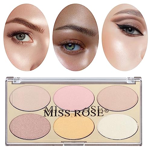 Highlighter-Make-up-Palette - Illuminator-Puderpalette mit 6 Farben,Makeup Tool Brilliant Lighten Skin Highlight Powder Face für alle Hauttypen Bexdug von Bexdug