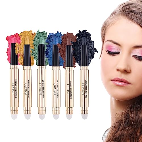 Lidschattenstifte, 2-in-1-Lidschattenstift mit 6 Farben, Natürliches, langanhaltendes Lidschatten-Highlighter-Stick-Set für Partys und den täglichen Gebrauch Bexdug von Bexdug