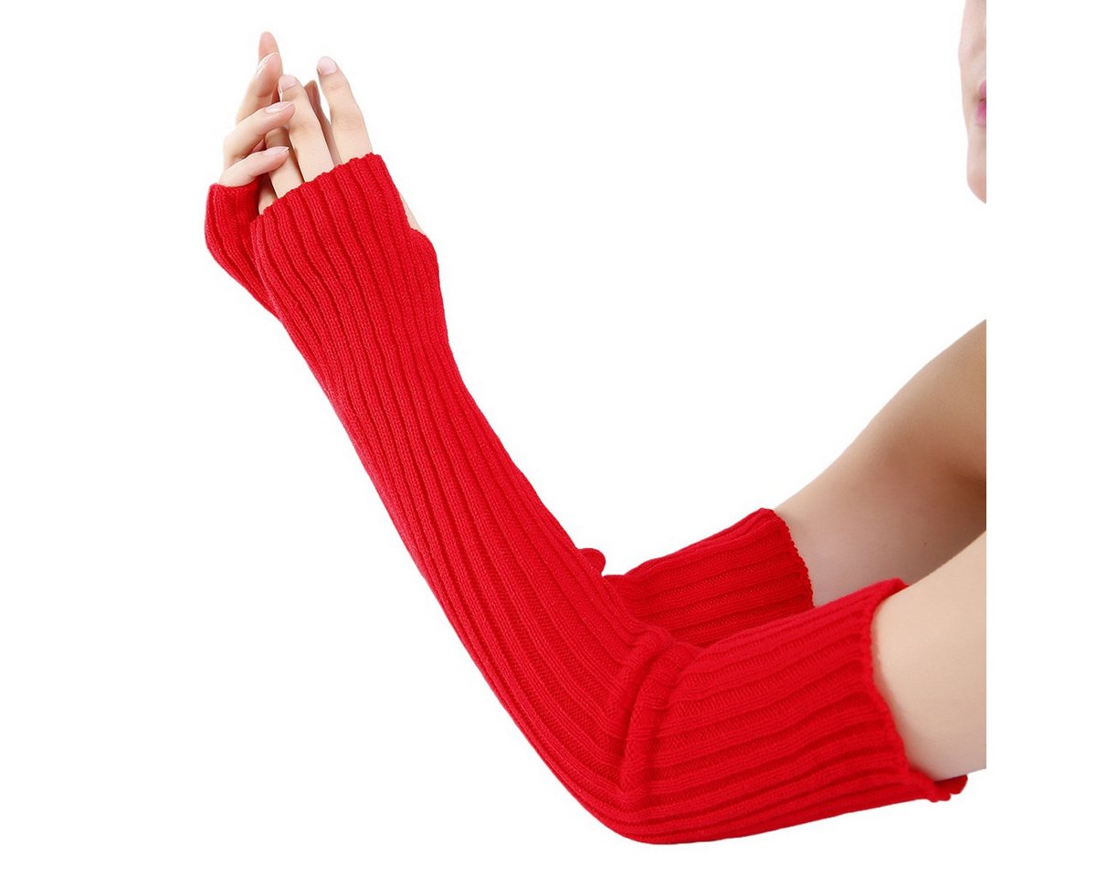 Bextsrack Strickhandschuhe Unisex Winter Stricken Handschuh Daumenloch Fäustling Armwärmer von Bextsrack