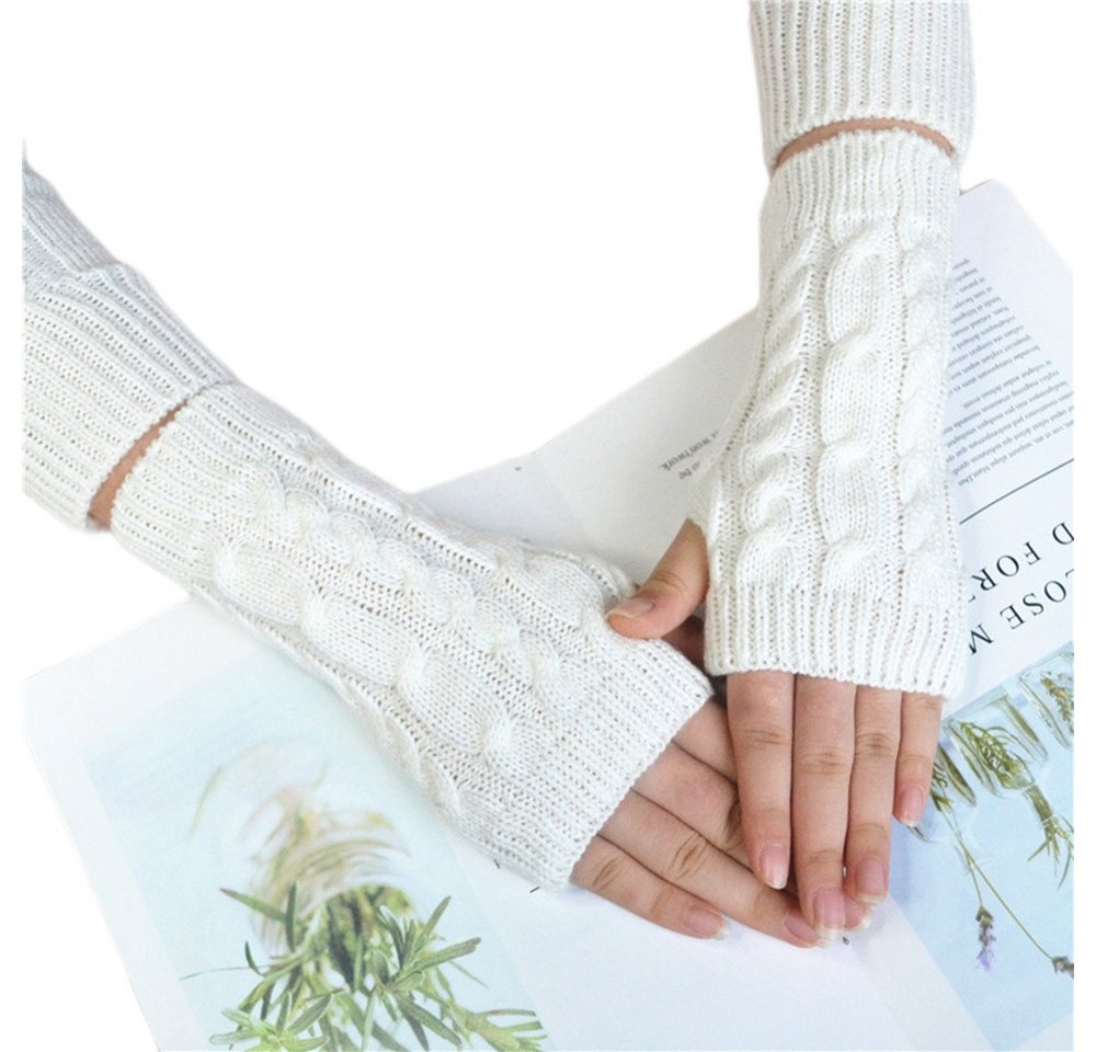 Bextsrack Armstulpen Winter Fingerlose Handschuhe Unisex Warm Weiche Strickhandschuhe von Bextsrack