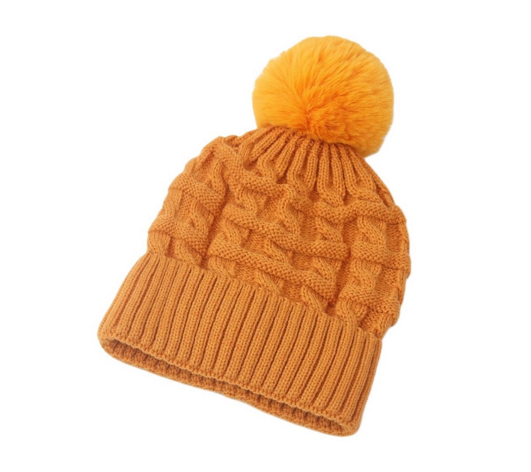 Bextsrack Bommelmütze Damen Wintermütze, Thermo-Fleece-gefütterte Mütze, Strickmütze Wollmützen mit Kunstfell-Bommel von Bextsrack