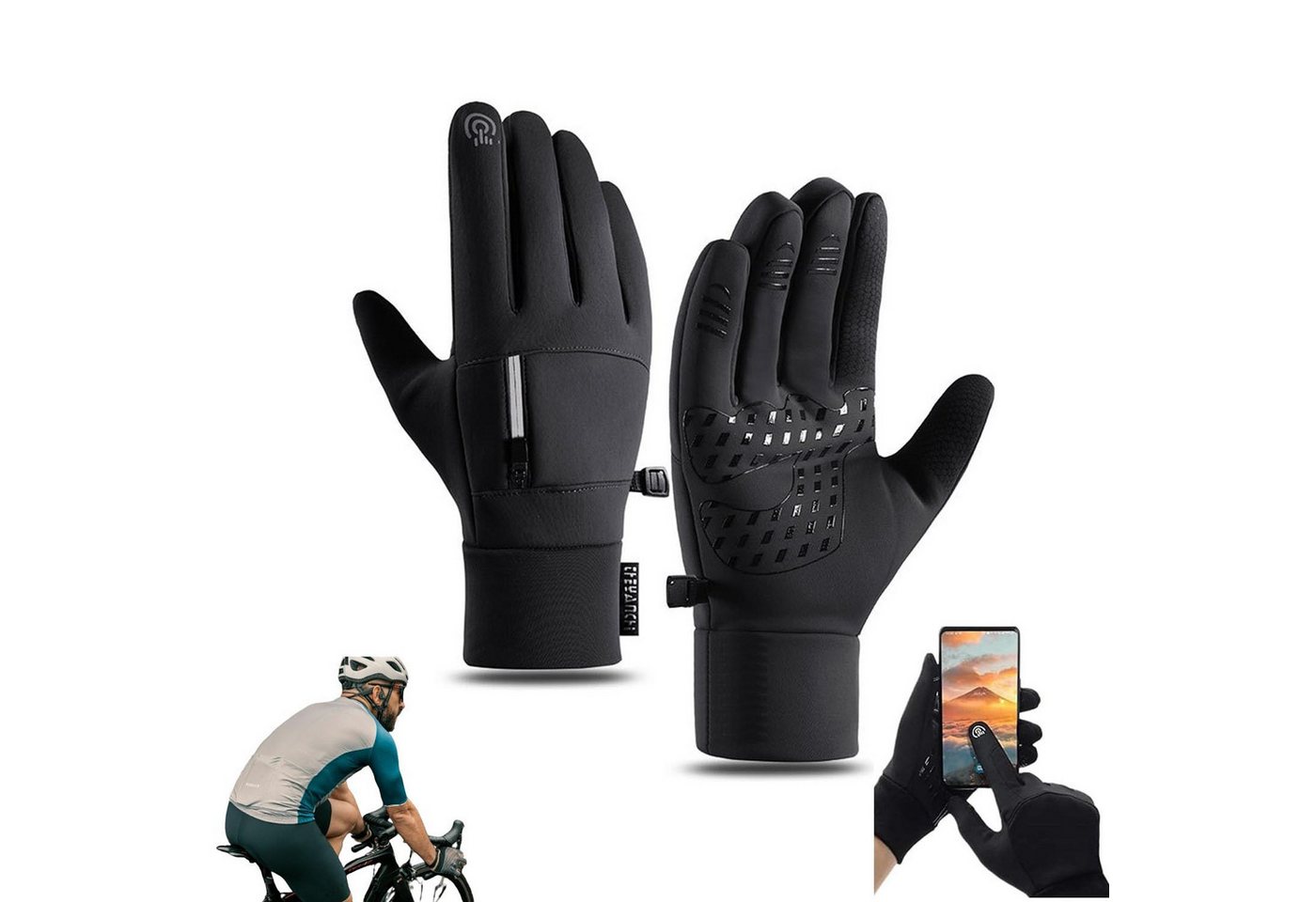 Bextsrack Fahrradhandschuhe Damen Herren Wasserdicht Winterhandschuhe Touchscreen Sporthandschuhe von Bextsrack