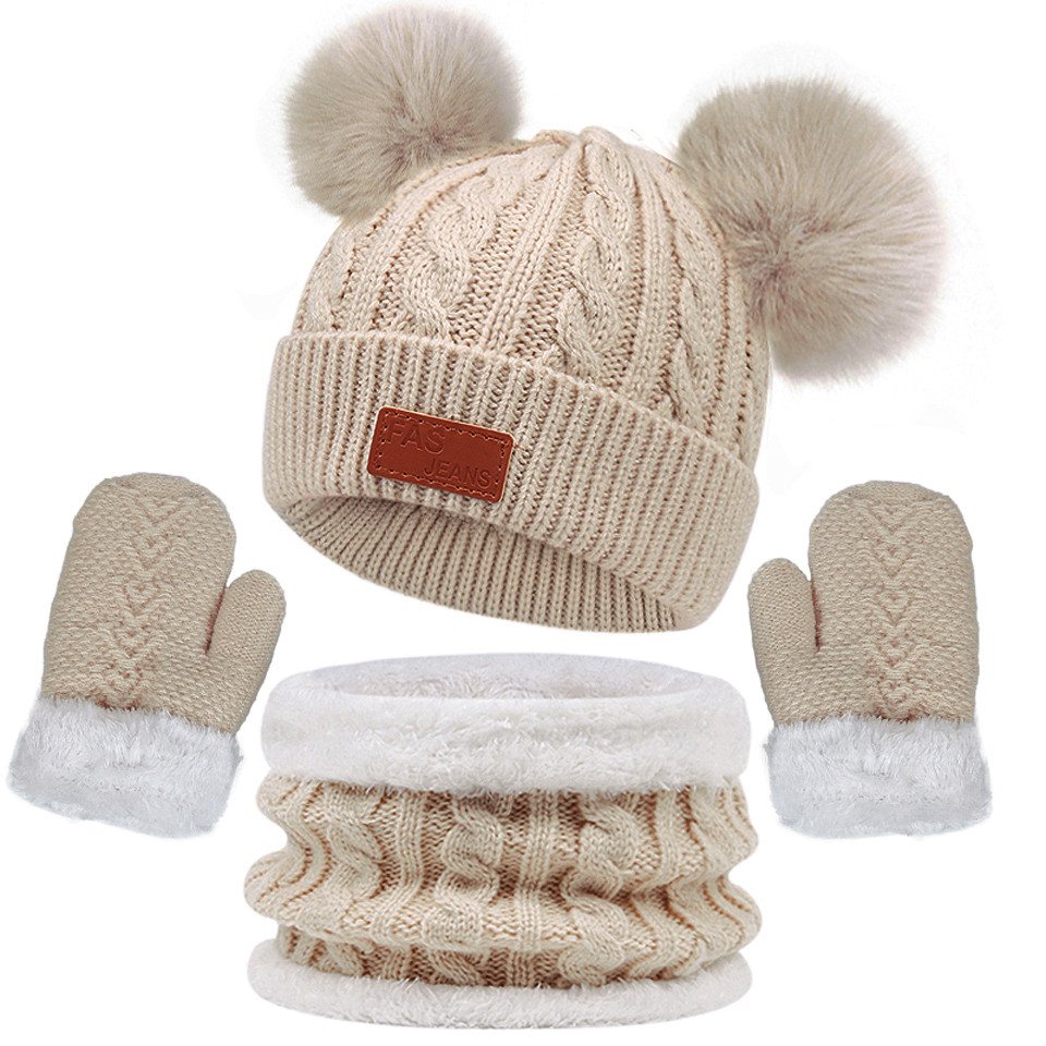 Bextsrack Filzhut Kinder Mütze Schal Handschuhe Set (1-St) Niedliches Design Geeignet fur 1-4 Jahre alte Kinder Unisex von Bextsrack