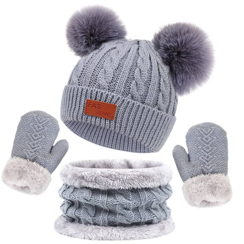 Bextsrack Filzhut Kinder Mütze Schal Handschuhe Set (1-St) Niedliches Design Geeignet fur 1-4 Jahre alte Kinder Unisex von Bextsrack