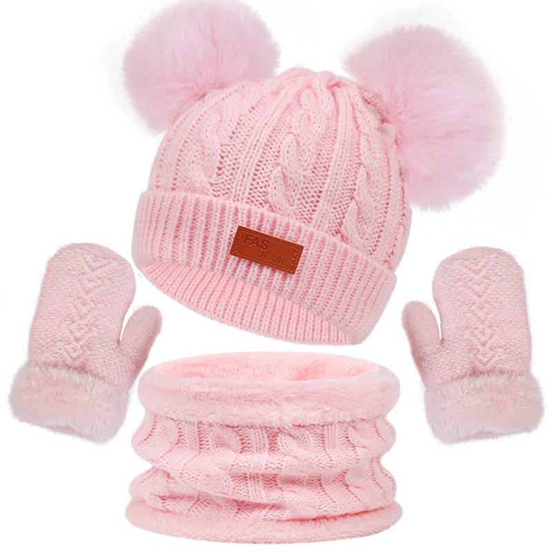 Bextsrack Filzhut Kinder Mütze Schal Handschuhe Set (1-St) Niedliches Design Geeignet fur 1-4 Jahre alte Kinder Unisex von Bextsrack