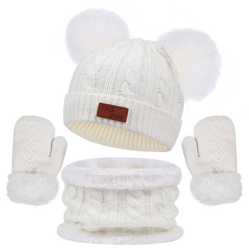 Bextsrack Filzhut Kinder Mütze Schal Handschuhe Set (1-St) Niedliches Design Geeignet fur 1-4 Jahre alte Kinder Unisex von Bextsrack