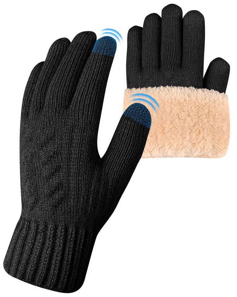 Bextsrack Fleecehandschuhe Warme Winterhandschuhe Fleece Strickhandschuhe Touchscreen Thermo (für Herren Damen Weihnachten und Neujahr Geschenkideen) für Outdoor Sport Laufen Radfahren Freizeit ski reithandschuhe von Bextsrack