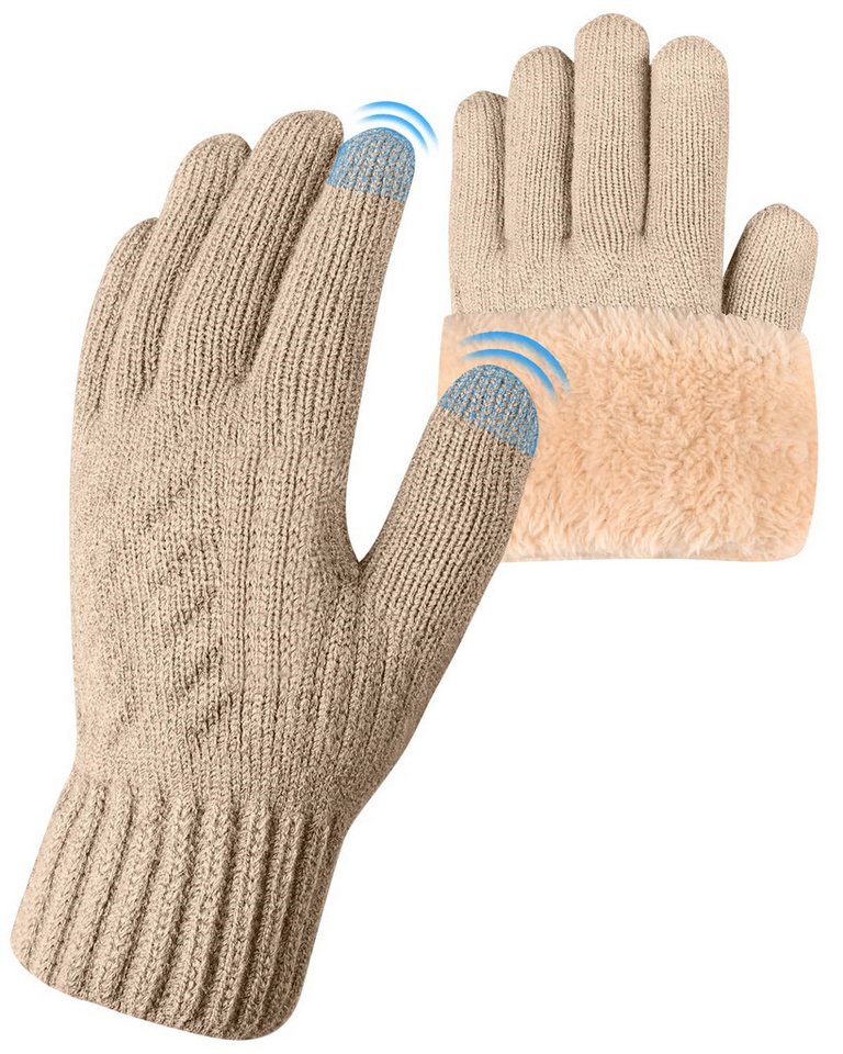 Bextsrack Fleecehandschuhe Warme Winterhandschuhe Fleece Strickhandschuhe Touchscreen Thermo (für Herren Damen Weihnachten und Neujahr Geschenkideen) für Outdoor Sport Laufen Radfahren Freizeit ski reithandschuhe von Bextsrack