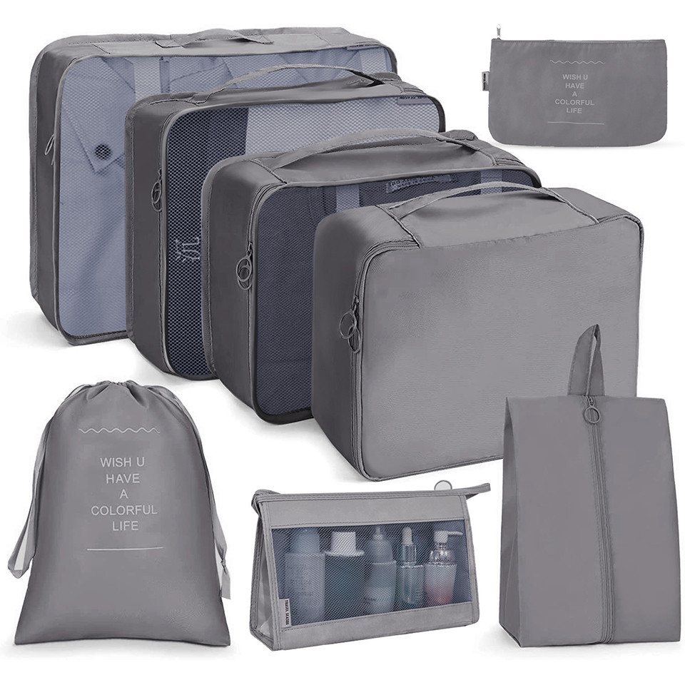 Bextsrack Kofferorganizer 8 Teilige Packing Cubes Kleidertaschen Koffer Organizer (8-tlg), für Urlaub und Reisen Packwürfel Set Reise Würfel Ordnungssystem von Bextsrack