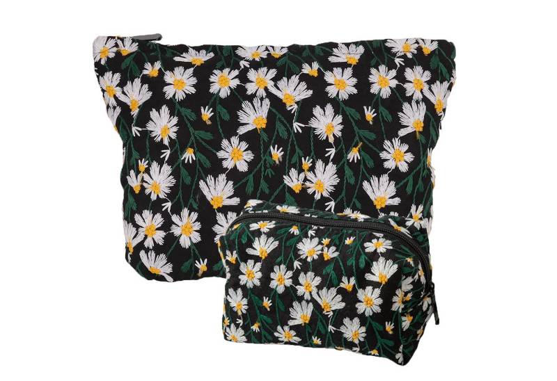 Bextsrack Kosmetiktasche Zwei Damen Kosmetiktaschen, Gänseblümchen Waschbeutel, Reißverschluss Reisekosmetiktasche, Kosmetik Aufbewahrungstasche von Bextsrack