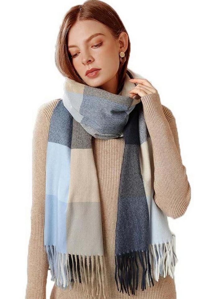 Bextsrack Modeschal Karierter Damen Schal mit Fransen, im Oversize Look,für Herbst Winter von Bextsrack