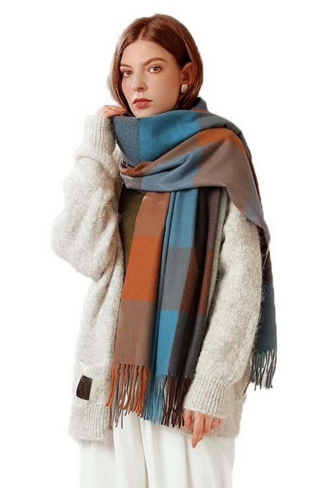 Bextsrack Modeschal Karierter Damen Schal mit Fransen, im Oversize Look,für Herbst Winter von Bextsrack