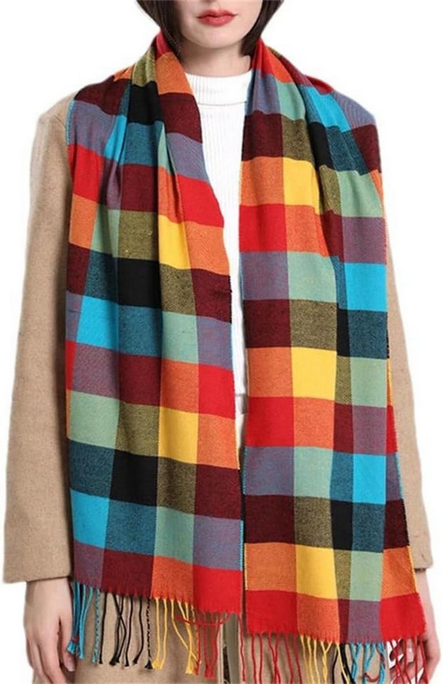 Bextsrack Modeschal Karierter Damen Schal mit Fransen, im Oversize Look,für Herbst Winter von Bextsrack