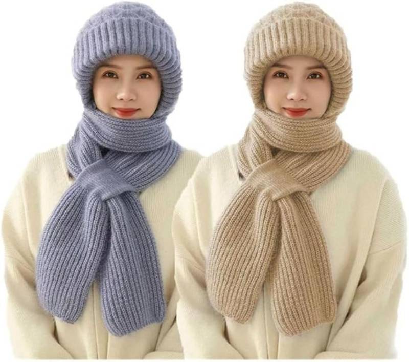 Bextsrack Mütze & Schal 2 in 1 Winddichter Mützenschal Niedlich Mütze von Bextsrack