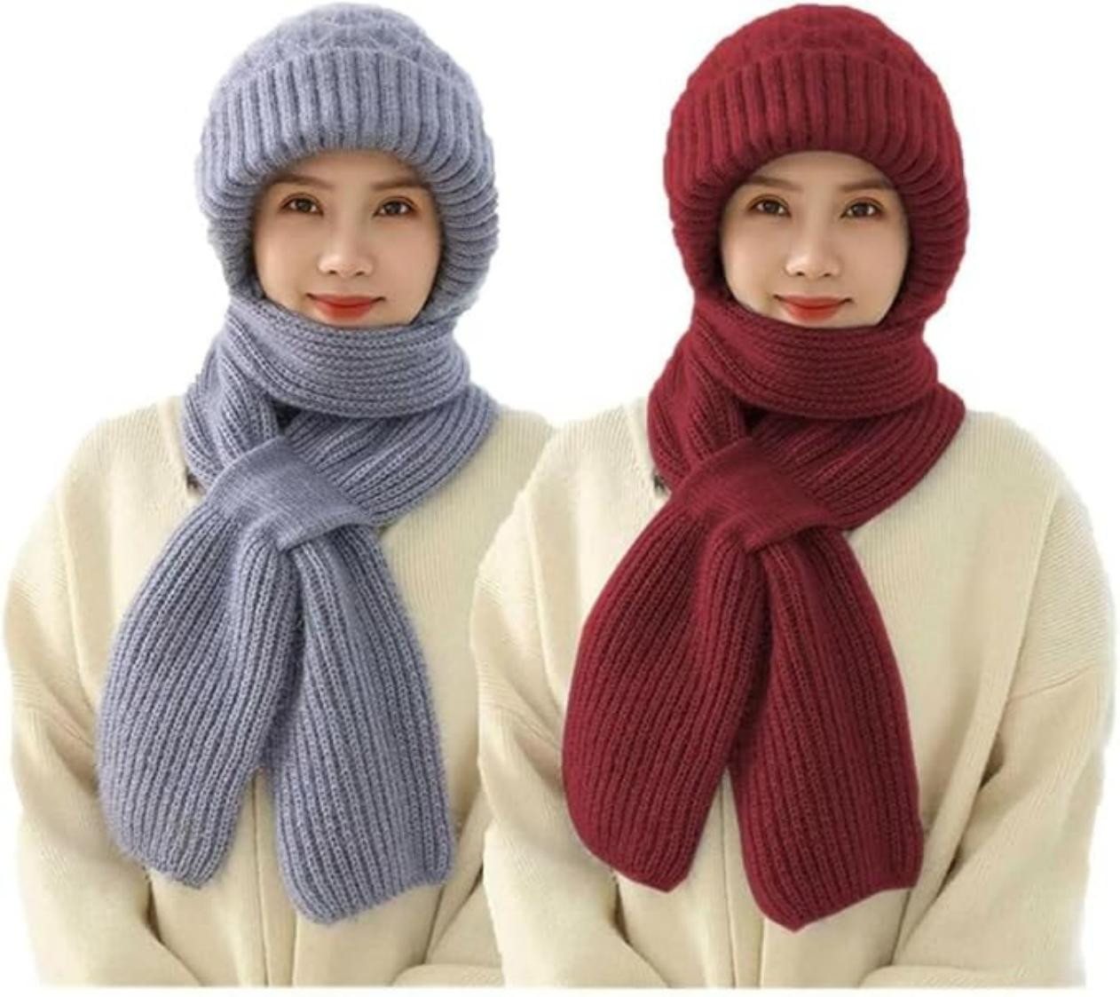 Bextsrack Mütze & Schal 2 in 1 Winddichter Mützenschal Niedlich Mütze von Bextsrack