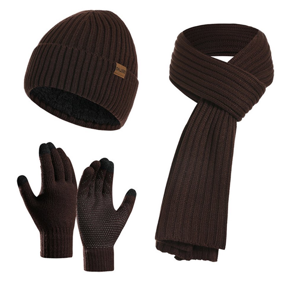 Bextsrack Mütze & Schal 3 Stück Mütze, Schal & Handschuh-Sets Geeignet für Jugendliche, Menschen mittleren Alters und Senioren von Bextsrack