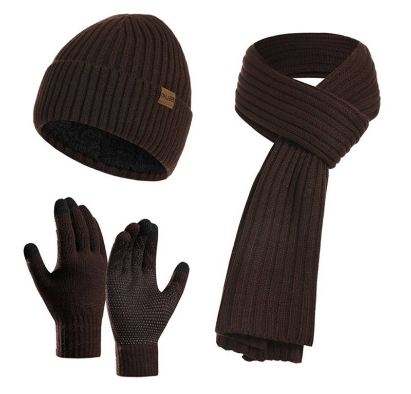 Bextsrack Mütze & Schal 3 Stück Mütze, Schal & Handschuh-Sets Geeignet für Jugendliche, Menschen mittleren Alters und Senioren von Bextsrack