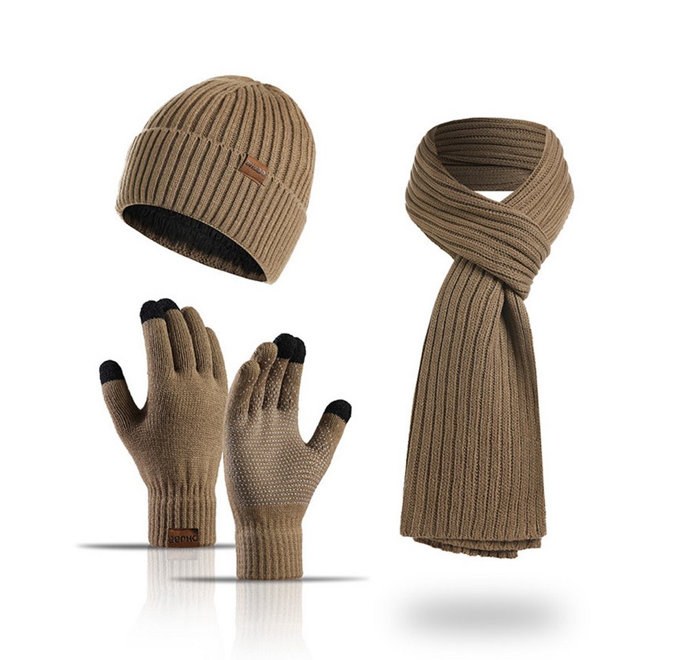 Bextsrack Mütze & Schal 3 Stück Mütze, Schal & Handschuh-Sets Geeignet für Jugendliche, Menschen mittleren Alters und Senioren von Bextsrack