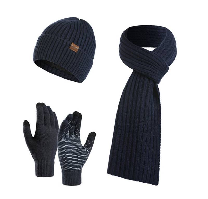 Bextsrack Mütze & Schal 3 Stück Mütze, Schal & Handschuh-Sets Geeignet für Jugendliche, Menschen mittleren Alters und Senioren von Bextsrack