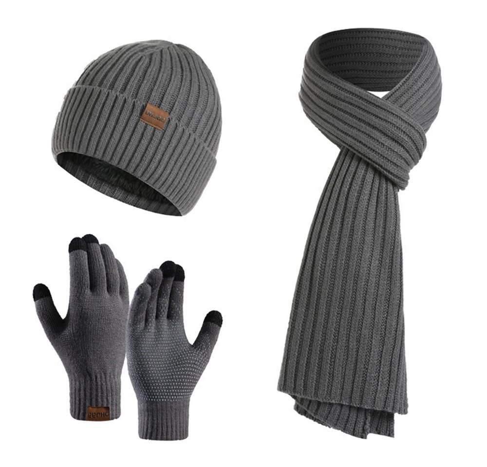 Bextsrack Mütze & Schal 3 Stück Mütze, Schal & Handschuh-Sets Geeignet für Jugendliche, Menschen mittleren Alters und Senioren von Bextsrack