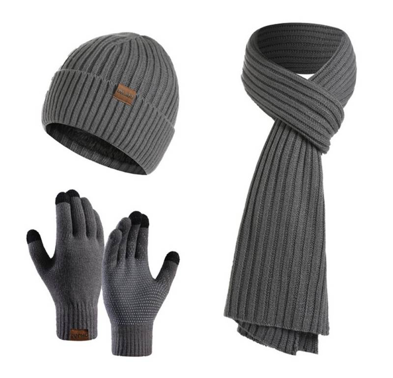 Bextsrack Mütze & Schal 3 Stück Mütze, Schal & Handschuh-Sets Geeignet für Jugendliche, Menschen mittleren Alters und Senioren von Bextsrack