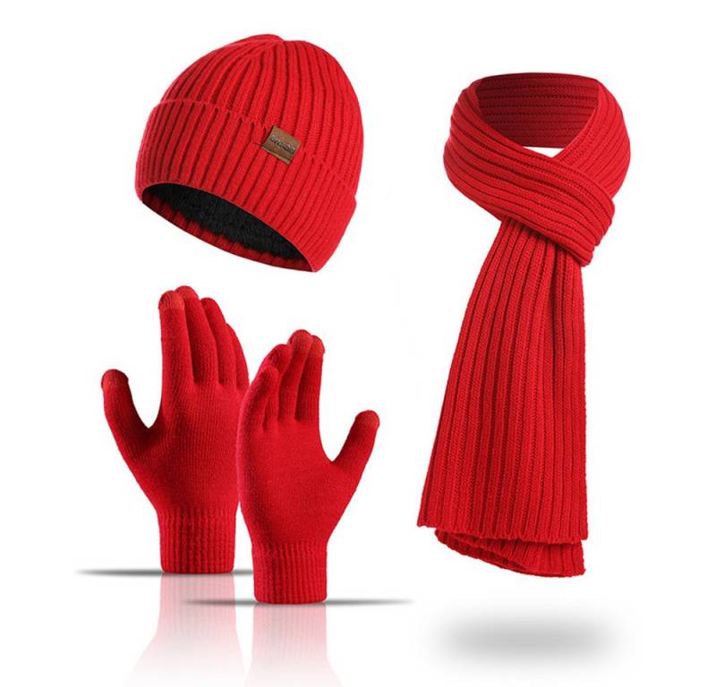 Bextsrack Mütze & Schal 3 Stück Mütze, Schal & Handschuh-Sets Geeignet für Jugendliche, Menschen mittleren Alters und Senioren von Bextsrack