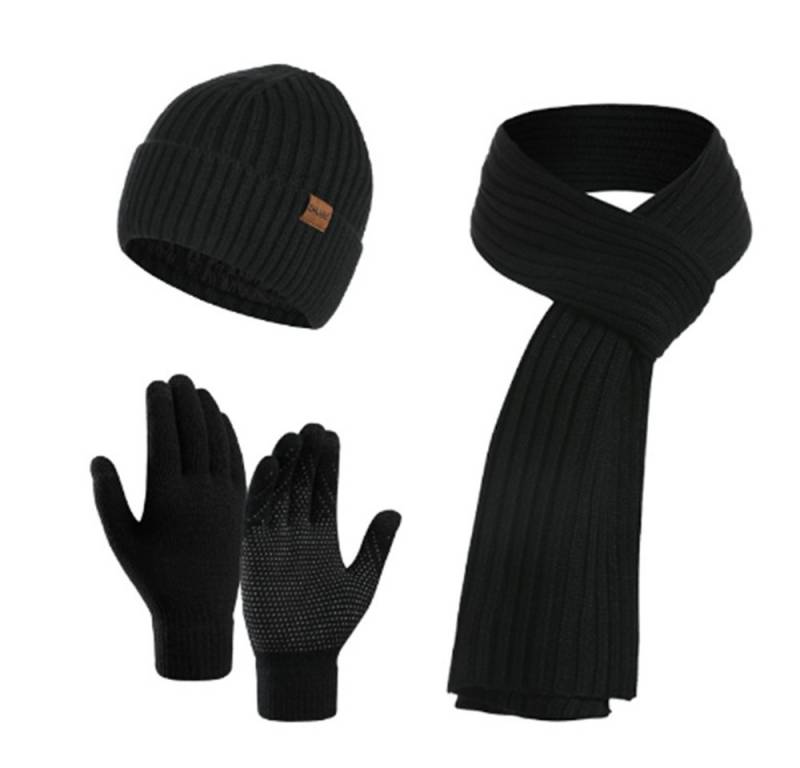Bextsrack Mütze & Schal 3 Stück Mütze, Schal & Handschuh-Sets Geeignet für Jugendliche, Menschen mittleren Alters und Senioren von Bextsrack