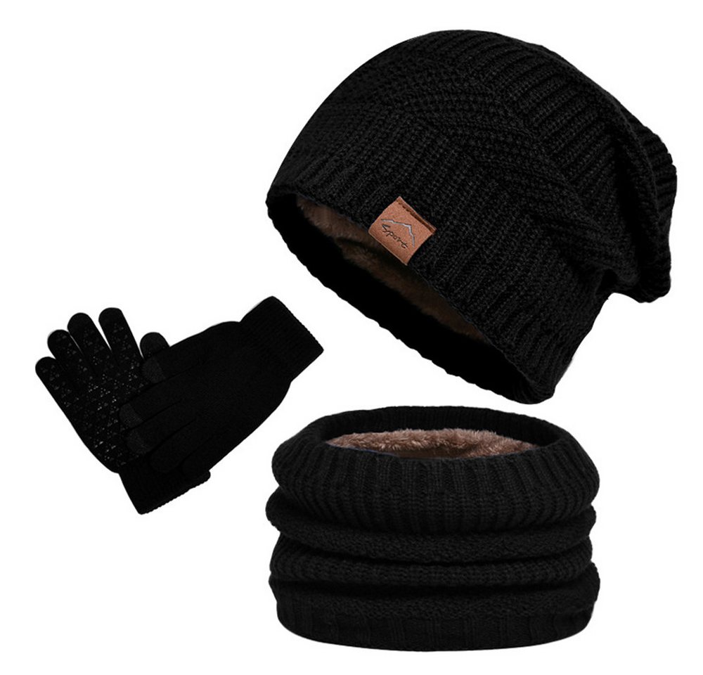 Bextsrack Mütze & Schal 3 Stück Mütze, Schal & Handschuh-Sets für Herren Damen (Strick Gefüttert Beanie Mütze Touchscreen Handschuhe Schal Wärmer) für Kaltes Wetter 3-in-1 Set für den Winter von Bextsrack