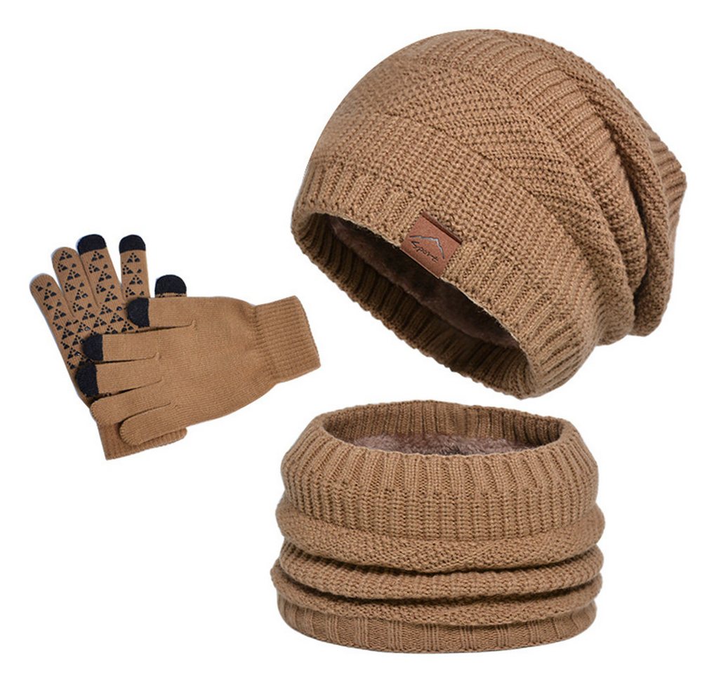 Bextsrack Mütze & Schal 3 Stück Mütze, Schal & Handschuh-Sets für Herren Damen (Strick Gefüttert Beanie Mütze Touchscreen Handschuhe Schal Wärmer) für Kaltes Wetter 3-in-1 Set für den Winter von Bextsrack