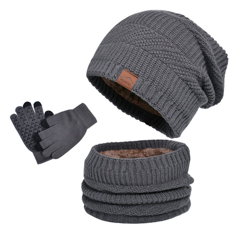 Bextsrack Mütze & Schal 3 Stück Mütze, Schal & Handschuh-Sets für Herren Damen (Strick Gefüttert Beanie Mütze Touchscreen Handschuhe Schal Wärmer) für Kaltes Wetter 3-in-1 Set für den Winter von Bextsrack