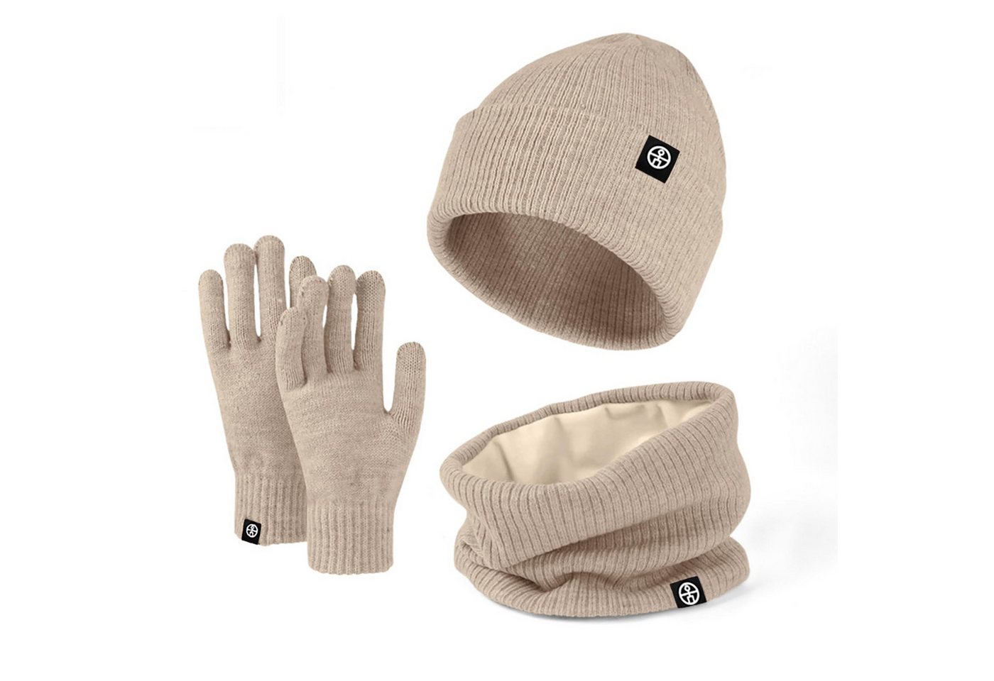 Bextsrack Mütze & Schal 3in1 Unisex BeanieMütze Touchscreen Handschuhe und Loop Schal Set (Mit Weiches Fleecefutter) für Outdoor Sport Joggen Skifahren von Bextsrack