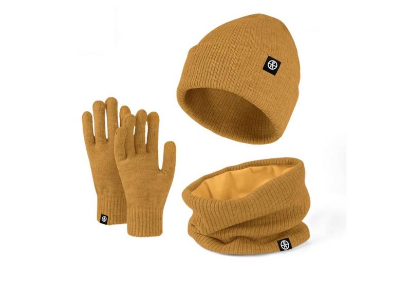 Bextsrack Mütze & Schal 3in1 Unisex BeanieMütze Touchscreen Handschuhe und Loop Schal Set (Mit Weiches Fleecefutter) für Outdoor Sport Joggen Skifahren von Bextsrack