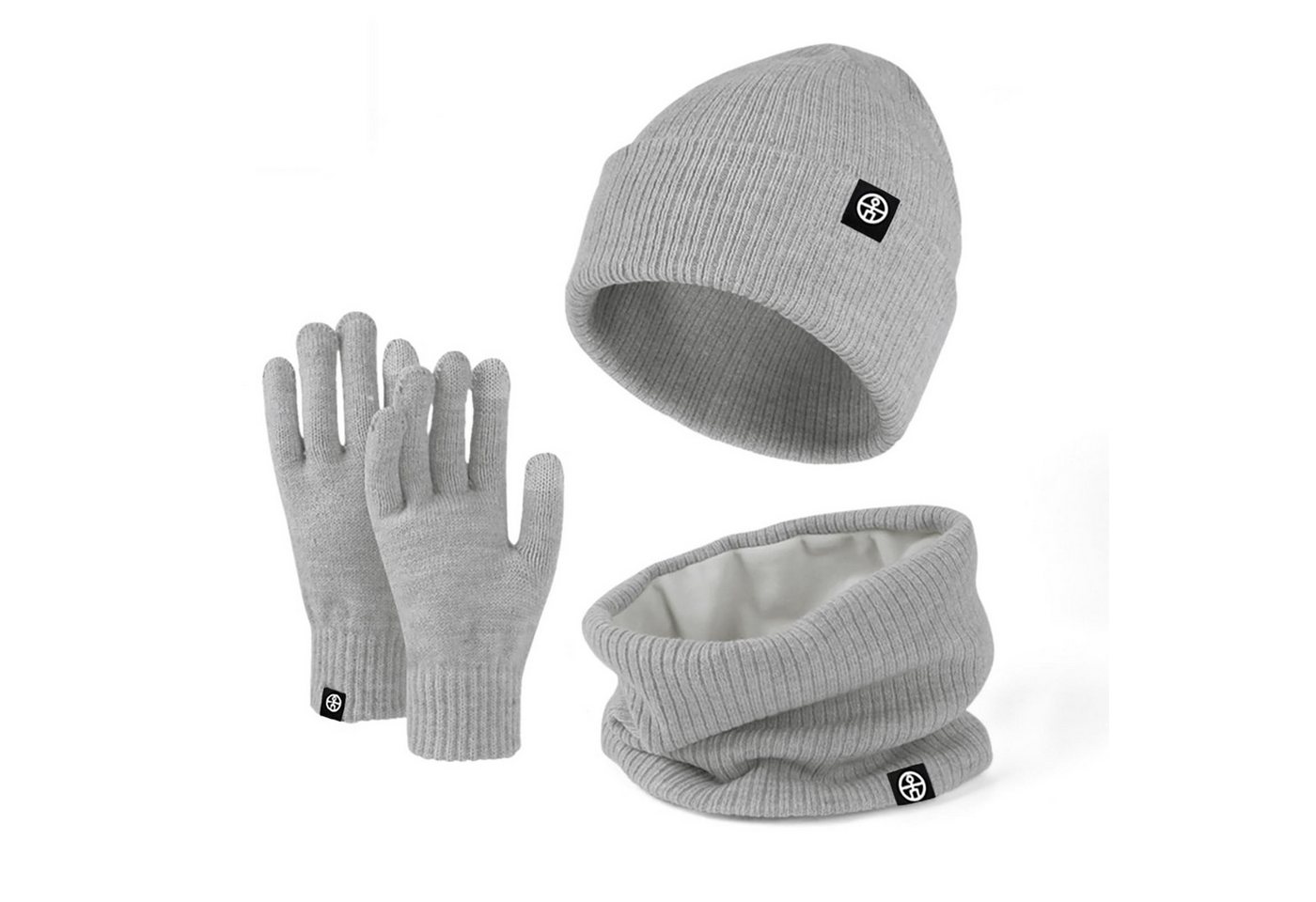 Bextsrack Mütze & Schal 3in1 Unisex BeanieMütze Touchscreen Handschuhe und Loop Schal Set (Mit Weiches Fleecefutter) für Outdoor Sport Joggen Skifahren von Bextsrack