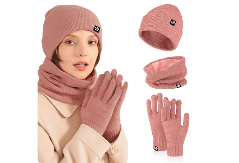 Bextsrack Mütze & Schal 3in1 Unisex BeanieMütze Touchscreen Handschuhe und Loop Schal Set (Mit Weiches Fleecefutter) für Outdoor Sport Joggen Skifahren von Bextsrack