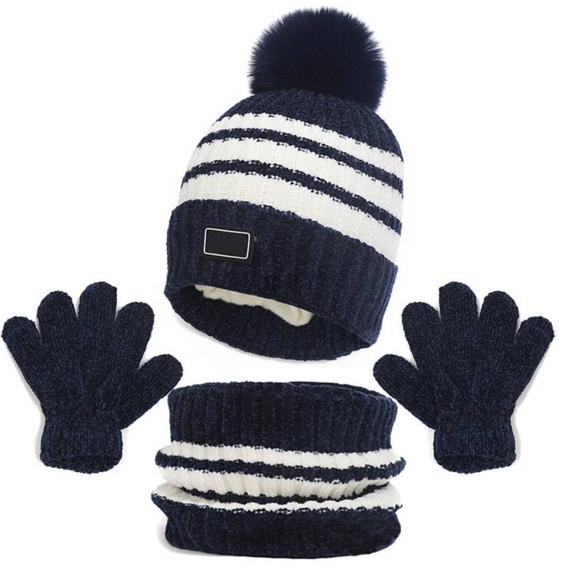 Bextsrack Mütze & Schal Filzhut Kinder Unisex Schal Mütze Handschuhe Set (Wintermütze, Schal, Handschuhe, dreiteiliges Set) von Bextsrack