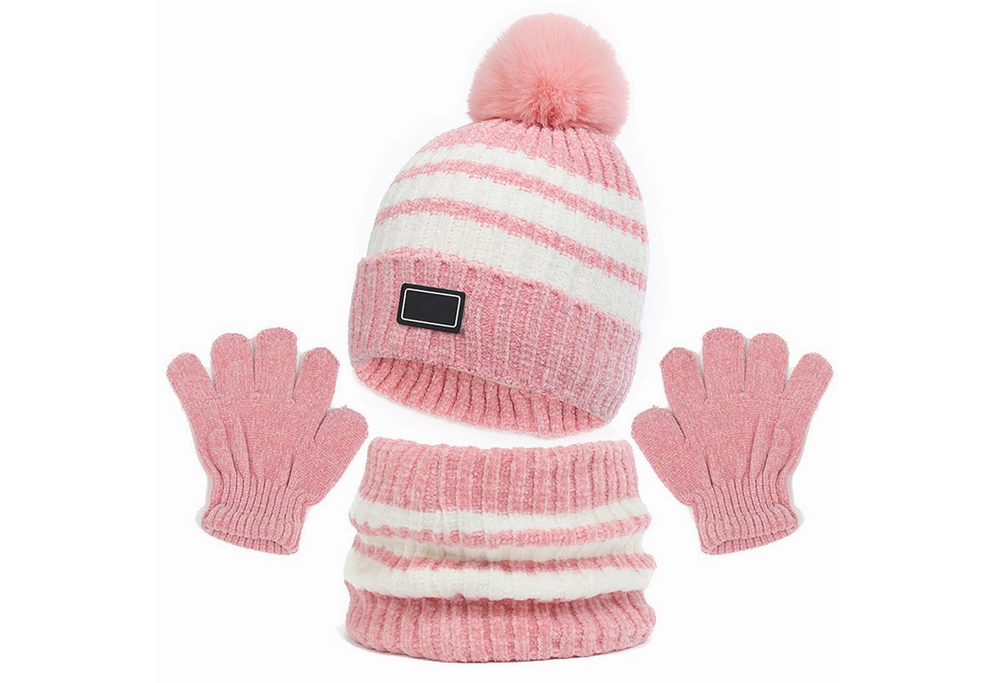 Bextsrack Mütze & Schal Filzhut Kinder Unisex Schal Mütze Handschuhe Set (Wintermütze, Schal, Handschuhe, dreiteiliges Set) von Bextsrack