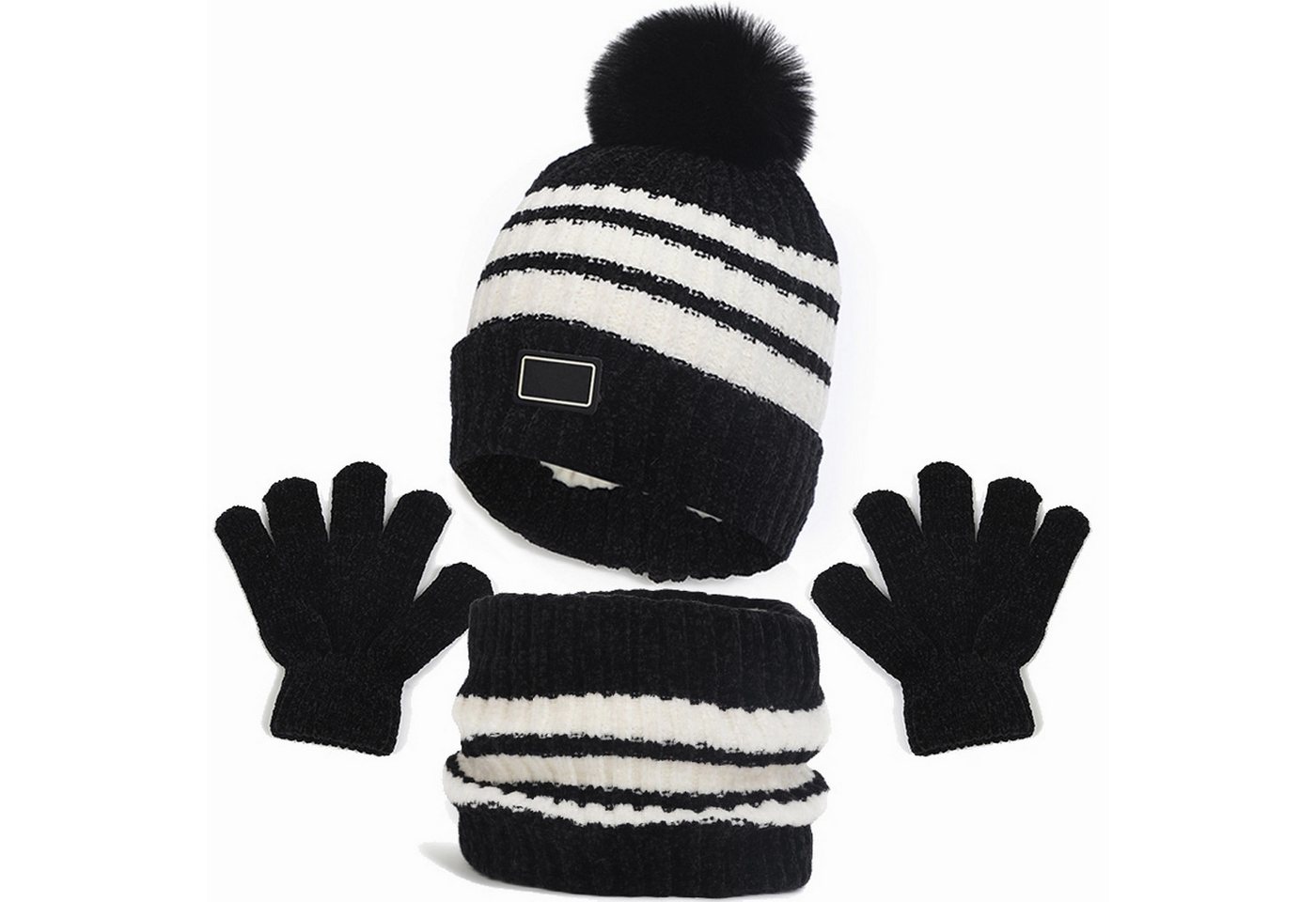 Bextsrack Mütze & Schal Filzhut Kinder Unisex Schal Mütze Handschuhe Set (Wintermütze, Schal, Handschuhe, dreiteiliges Set) von Bextsrack