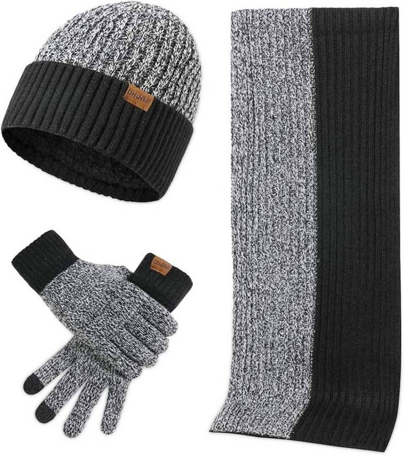 Bextsrack Mütze & Schal Mütze-, Schal- und Touchscreen-Handschuh-Set zweiteiliges Winter-Warmhalte-Set in zwei Farben von Bextsrack